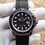 Rolex Yachtmaster 42mm Replica Stainless Steel Black Rubber Watch  